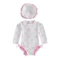 thumbnail image 1 of JTieacloth Baby Girls Sun Swimwear Long Sleeve With Hood UPF 50+ Rash Guard Bathing For Toddler Infant,Sizes 0-3 Months, 1 of 3