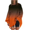 thumbnail image 2 of RXIRUCGD Womens Oversized Crewneck Sweatshirt Printed Long Sleeve Tunic Tops, Orange, Size: S, 2 of 5