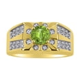 thumbnail image 1 of RYLOS Men's Rings 14K Yellow Gold Designer Starburst 7MM Round Gemstone & Diamond Ring Peridot August Birthstone Rings Size 13, 1 of 7