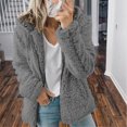 thumbnail image 2 of Womens Fuzzy Fleece Jackets 2023 Clearance Solid Zipper Sharpa Coat Fall Winter Warm Thick Hooded Jacket with Pockets, 2 of 6