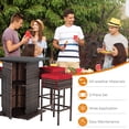 thumbnail image 4 of Costway 5PCS Patio Rattan Bar Table Stool Set Hidden Storage Shelf Cushion Red, 4 of 9
