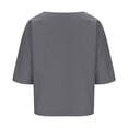 thumbnail image 5 of Liquidation! T-Shirt Grande Taille pour Femmes, Blouse à Manches Courtes d'Été pour Femmes, Blouses Décontractées Unies pour Femmes, Col Rond Manches 3/4, Blouse d'Été à la Mode, 5 of 5