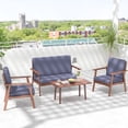 thumbnail image 1 of Costway 4 PCS Patio Conversation Set Acacia Wood Sofa Coffee Table with Cushioned Seat, 1 of 10