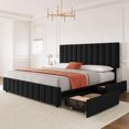 thumbnail image 1 of Eastvita Full - Size Linen Upholstered Platform Bed Frame with 4 Storage Drawers/Adjustable Headboard/Wooden Slats Support/No Box Spring Needed/Black, 1 of 7