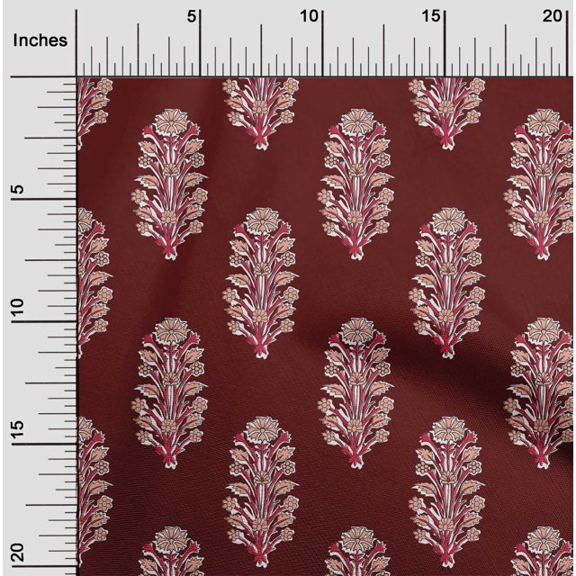 oneOone Georgette Viscose Fabric Leaves & Floral Block Fabric Prints By Yard 42 Inch Wide