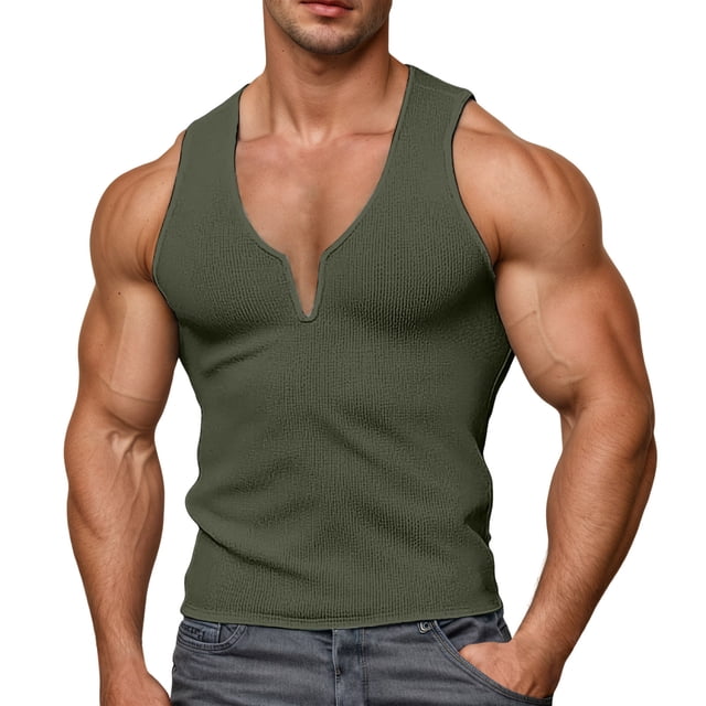 Men's V Neck Tank Tops Sleeveless Undershirt for Summer Casual Wear