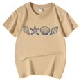 thumbnail image 4 of PMVFHDE Hauts Basiques pour Filles Hauts d'Été Tendance Manches Courtes Imprimé Col Rond T-Shirt Décontracté Kaki, 5-6 Ans, 4 of 5