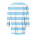 thumbnail image 5 of Meichang T-Shirts à Manches 3/4 Grande Taille pour Femmes, Décontractés, à Imprimé Rayé, Col Ras du Cou, Hauts Légers, Doux et Extensibles, Manches Trois Quarts, Chemise, P-4TG, 5 of 5