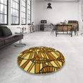 thumbnail image 4 of Ahgly Company Tapis d'Intérieur Ronds Transitionnels Jaunes Lavables à la Machine, 3 Pieds Rond, 4 of 7