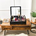 thumbnail image 4 of Gymax 2-in-1 Vanity Dresser w/ Flip-Top Mirror Tabletop Storage Box Makeup Laptop Black, 4 of 10