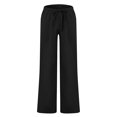 thumbnail image 2 of MAWCLOS Men Trousers Elastic Waist Sweatpants Drawstring Pants Baggy Party Solid Lounge Black L, 2 of 9
