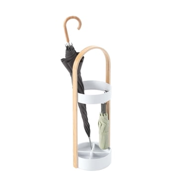 BELLWOOD Umbrella. Porte-Parapluies Hub. Bois Coloris Naturel Et Métal Blanc. Dimension 22.2X68.6Cm.