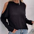 thumbnail image 4 of RKSTN Chandails pour Femmes Mode Couleur Unie Décontracté Col Rond Manches Longues T-Shirt Ample Blouse Hauts Chandail Chandails d'Automne, 4 of 5
