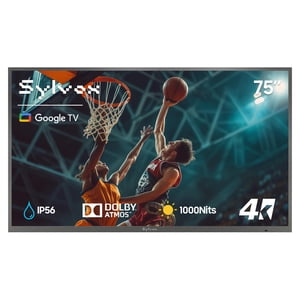 SYLVOX 75" Extérieur TV, IP56 imperméable TV, 1000nits 4K UHD Google TV pour Partial Sun, Dobliy Atmos Google Assistant(Deck Pro 3.0 )