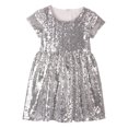 thumbnail image 1 of GDREDA Robe d'Été Imprimée Robe Fille Robe Bébé Tout-Petits Robe à Paillettes Enfants Robe de Fête Demoiselle d'Honneur Robe de Mariée Argent,7a, 1 of 8