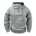 thumbnail image 2 of Lyrcatrment Mens Fleece Heavyweight Hoodies 1/4 Zip Drawstring Outdoor Sweatshirts with Multi Pockets, 2 of 7