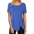 thumbnail image 4 of AherBiu T-Shirts pour Femmes Grande Taille Col Rond Coupe Ample T-Shirts Surdimensionnés T-Shirts d'Été Confortables Ourlet Uni, 4 of 6
