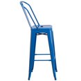 thumbnail image 3 of 30'' High Blue Metal Indoor-Outdoor Barstool with Back, 3 of 9