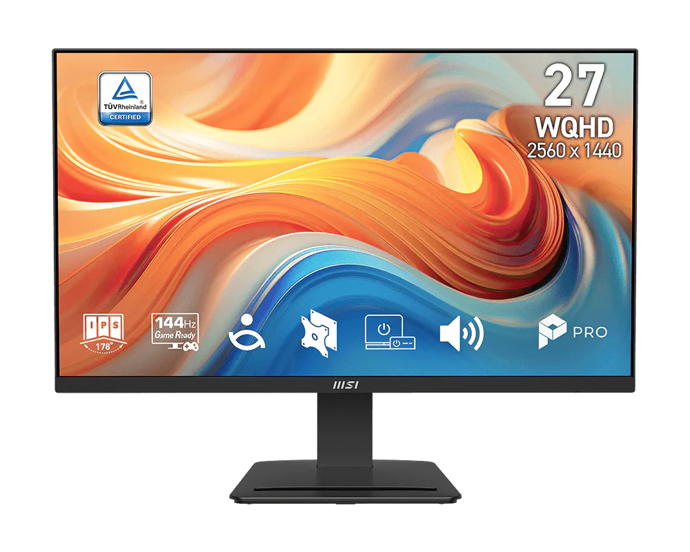 MSI Moniteur IPS de 27 po 2560 x 1440 (QHD) 144Hz 1ms (MPRT) / 4ms (GTG) Inclinaison réglable (PRO MP273Q E14)