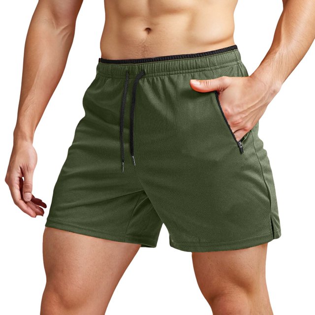 Men's Running Shorts with Zipper Pockets Gym Athletic Workout 5" Shorts for Men