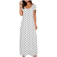 thumbnail image 1 of fatyb Robes Maxi à Manches Courtes pour Femmes Col Ras du Cou Décontractées Longues Robes Imprimées Robes T-Shirt d'Été, 1 of 5