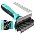 thumbnail image 1 of 2 in 1 Professional Grooming Rake for Cats & Dogs-Dematting Comb for Easy Mats & Tangles Removing,Hair Removal Cleaner for Pets(Cyan), 1 of 7
