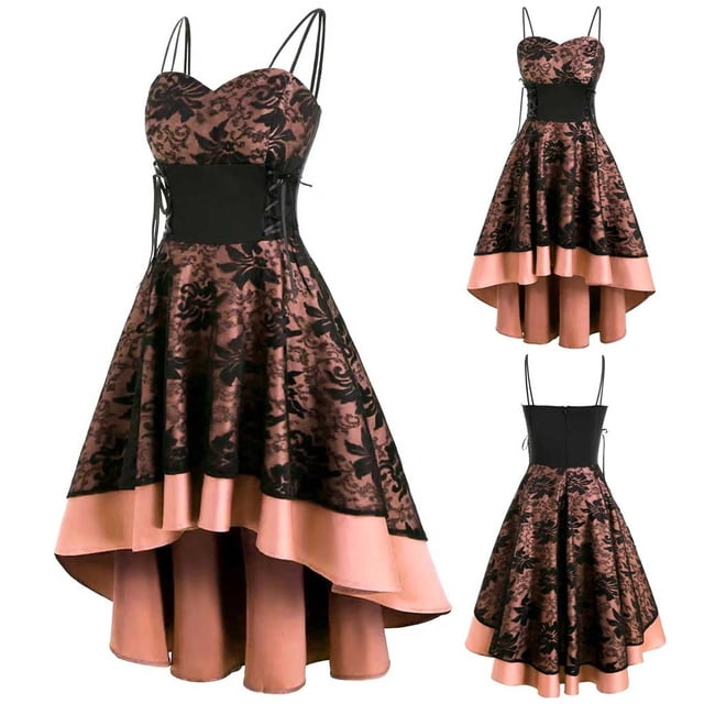 FcBaudy Robe Sans Manches à Col Rond, Robes d'Été pour Femmes, Robes pour Femmes Robe Vintage de Haute Qualité pour Femme Camisole Bandage à Lacets Robe Asymétrique Robe pour Femme