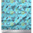thumbnail image 1 of Soimoi Blue polyester Crepe Fabric Mix Fruits Print Sewing Fabric Yard 52 Inch Wide, 1 of 3