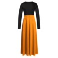thumbnail image 5 of Robe Gothique pour Femmes Robe Maxi pour Femmes Unie à Manches Longues à Col Rond à Enfiler Robe Patchwork Robes Maxi pour Femmes P-77 Orange TTG, 5 of 5