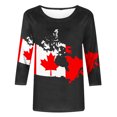 thumbnail image 4 of TopLLC Tenues du 4 Juillet pour Femmes Hauts d'Été pour Femmes, Hauts d'Été pour Femmes Mode Femmes Impression Canada Col Rond T-shirt Manches 3/4 Chandail Haut Blouse, 4 of 5