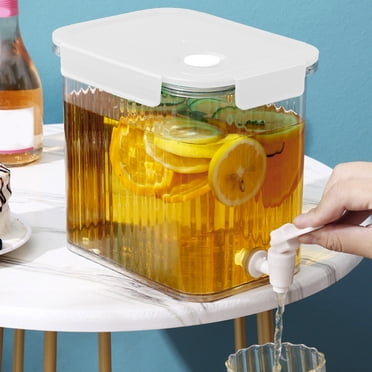 COM1950s Pitchers Beverage Pitchers, Drink Dispenser for Fridge Beverage Liquid Drink Container for Party Cold Water Pitcher Juices Jug with Spigot for Iced Tea Lemonade Fridge Bar Lock Lid