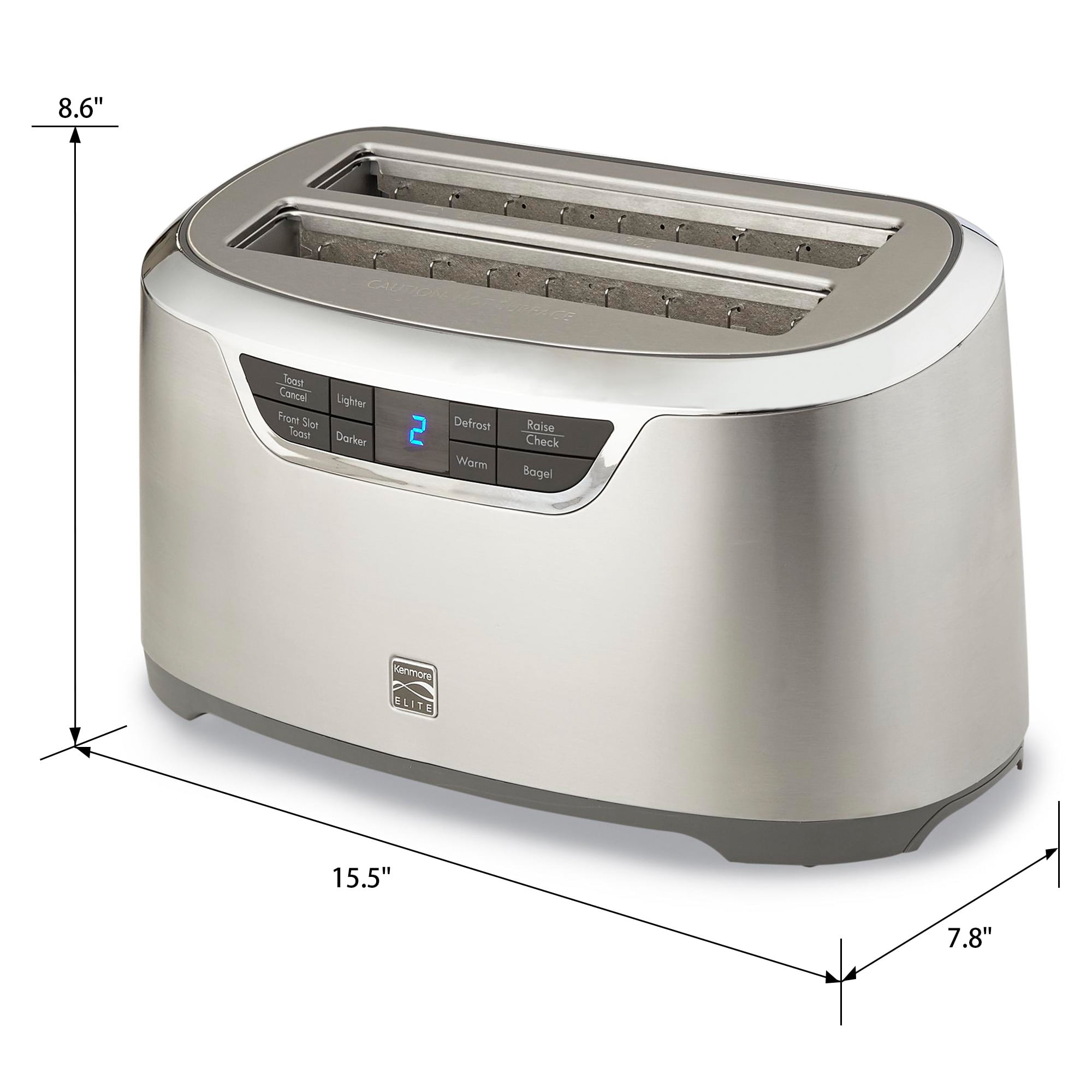 Kenmore Elite 4-Slice Auto-Lift Toaster, Long Slots for Bagels & Toast, Premium Stainless Steel Design