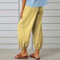 thumbnail image 4 of Timegard Womens Cotton Linen Pants Elastic Waisted Drawstring Cinch Bottom Button Casual Loose Pants, 4 of 7