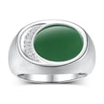 thumbnail image 1 of RYLOS Men's Designer Ring in Sterling Silver 925: Features Diamonds around Green Quartz  - Available  Size 11, 1 of 6