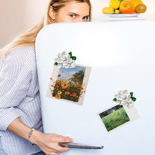TopLLC Home Decor Flower Bouquet Magnetic Fridge Stickers Refrigerator Magnets Resin Flower Adhesive Decorations Realistic Flower Magnets Fridge Accessory Kitchen Decoration Magnetic Fridge Stickers