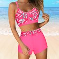 thumbnail image 2 of Huesdet Women Swimsuit Bikini Set High Waisted Push Up Cheeky Drawstring Two Piece Bathing Suit(Watermelon Red,3XL), 2 of 6