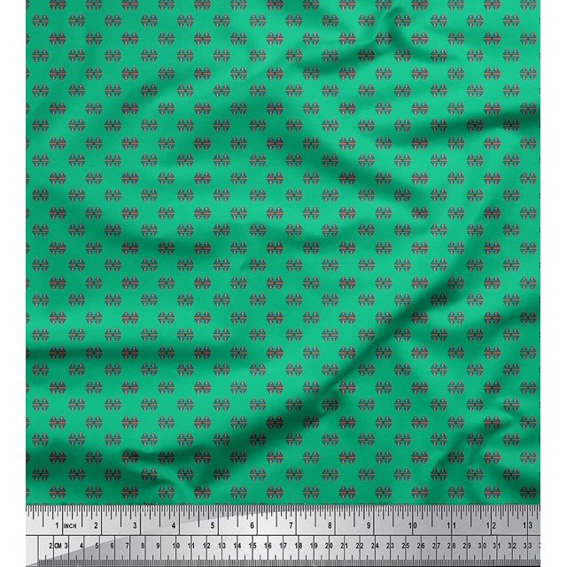 Soimoi Poly Georgette Fabric Geometric Small Printed Craft Fabric by The Yard 52 Inch Wide
