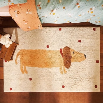 Riforla Dachshunds Rug Cute Living Room Bedroom Rug Bedside Fun Puppy Blanket Children's Room Anti Fall Game Crawling Rug Washable Carpet A A