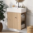 thumbnail image 1 of 21.6" Modern Floating Bathroom Vanity with Ceramic Basin - Perfect for Small Bathrooms, Right side storage, 1 of 14
