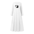 thumbnail image 4 of Meichang Robes Maxi en Coton et Lin pour Femmes Grande Taille à Manches Longues à Encolure Dégagée Imprimé Patte de Chien Cœur Robes Évasées Décontractées d'Été avec Poches Blanc TTG, 4 of 5