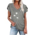 thumbnail image 1 of Besolor Hauts d'Été pour Femmes Manches Pétales Tendance Chemises Imprimées Manches Courtes Col Rond Décontracté Blouse Tee, 1 of 4