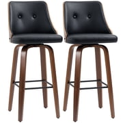 HOMCOM Bar Height Bar Stools Set of 2 PU Leather Swivel Barstools