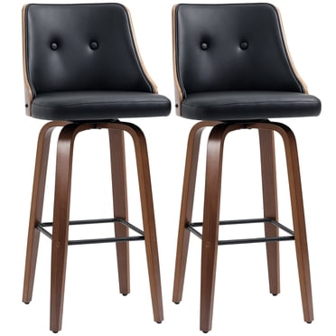 HOMCOM Tabourets de Bar Hauteur Bar Ensemble de 2 Tabourets de Bar Pivotants en Cuir PU