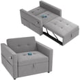 thumbnail image 1 of HOMCOM Fauteuil-Lit, Petit Sofa Escamotable avec USB, Gris, 1 of 10