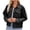 Black2, variant on AherBiu Cropped Denim Jacket for Women Stretch Button down Jeans Jackets Trendy Casual Outerwear Fall Clothing