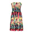 thumbnail image 4 of Pompotops Robe Sans Bretelles à Bande Élastique Style Bohème pour Femme Robes Robe Sans Manches à Imprimé Floral, 4 of 8
