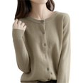 thumbnail image 4 of Hontri Cardigans pour Femmes Légers Offres à Moins de 15 $, Cardigan Basique pour Femmes à Col Rond, Manches Longues, Boutonné, Beige TTG, 4 of 6