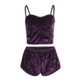 thumbnail image 2 of Women 2PCS Lingerie Set Slim Solid Sling Crop Top Short Elastic Band Pants, 2 of 9