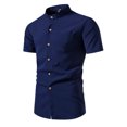 thumbnail image 1 of Birdeem Chemises pour Hommes Mode Décontractée Imprimé Col Rond Bouton Manches Courtes Chemise Blouse, 1 of 9