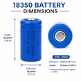 thumbnail image 3 of Portable Alimentation 3,7 V 18350 Batterie Li-Ion Rechargeable à Bouton 1200 mAh, 3 of 6